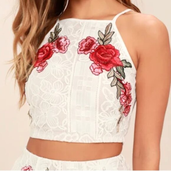 NWOT - Lulus Take a Vow  Ivory Lace Two-Piece Maxi - Size Small - Picture 4 of 16